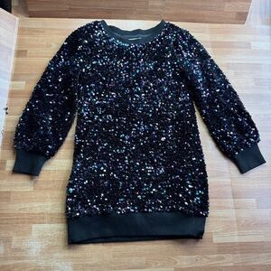 Habitual Kids girls' black sequined sweatshirt dress size 7/8